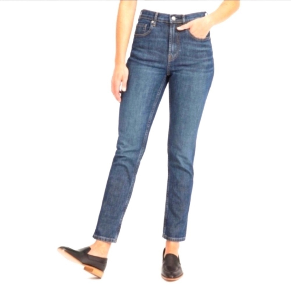 EVERLANE 5 Pocket Dark Wash Stretch Jeans Size 30 X 26 Women Mid Rise Slim Denim